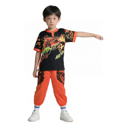 【Purchase School Black-Red Dragon Performance Set】|La Salle Primary School|Front yellow-red dragon print|Side flame pattern panels|Elastic ankle cuffs|Primary School Performance Costume Company SU425 【Purchase School Black-Red Dragon Performance Set】|La Salle Primary School|Front yellow-red dragon print|Side flame pattern panels|Elastic ankle cuffs|Primary School Performance Costume Company SU425